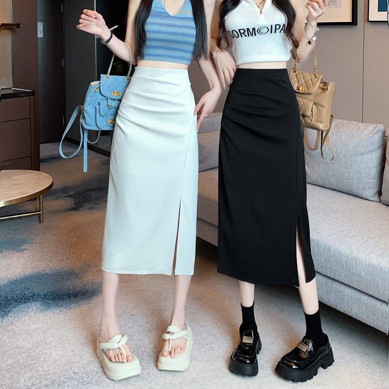 Picture of 2023 Split Skirt Women's Early Autumn Hip Skirt New High Waist Slimming Skirt Mid-length A- line Skirt One-step Skirt