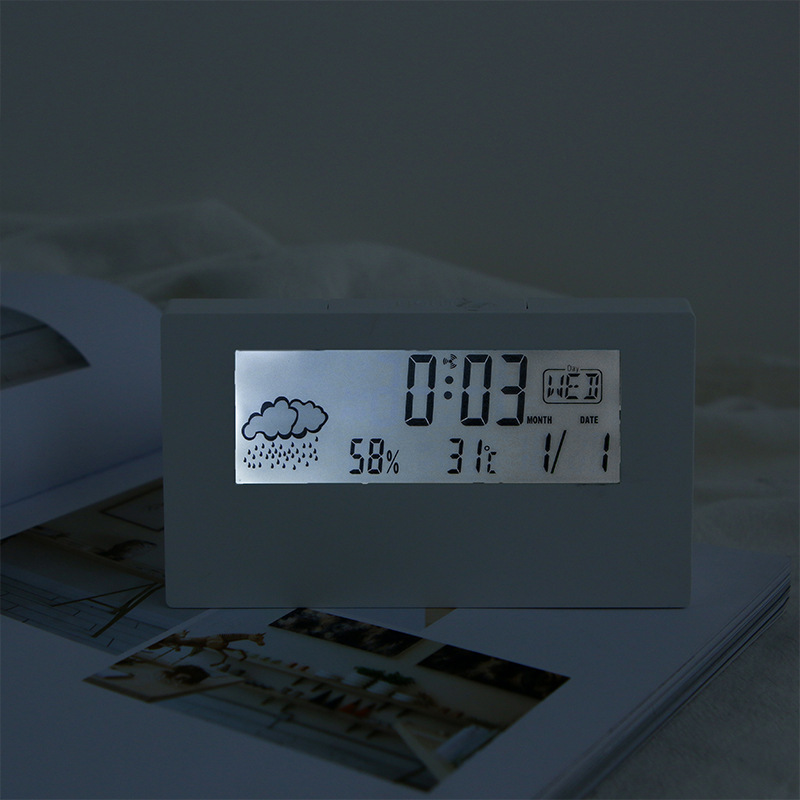 Picture of Student alarm clock smart multi-functional dormitory desktop high-looking electronic alarm clock with temperature and humidity can be printed logo
