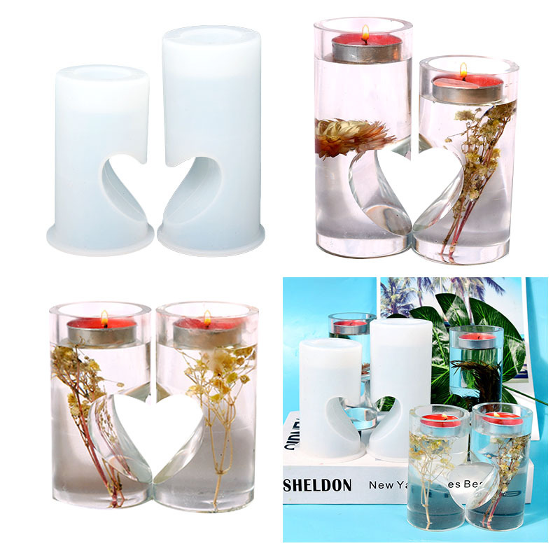 Triumphant drop glue mold Valentine's Day cylindrical love candle holder silicone mold candle hand soap diy jewelry