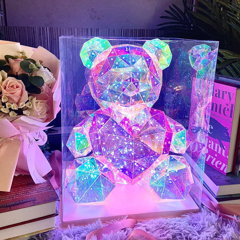 Picture of Birthday Gift for Girls to Send Girlfriend Creative Magic Luminous Bear Doll Girls Rabbit 520 Valentine's Day Gift