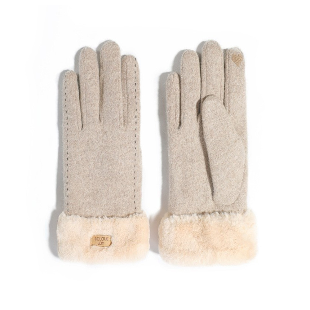Picture of Winter Warm Cashmere Gloves Women's Outdoor Cold-proof Windproof Thickened Knitted Touch Screen Slimming Wool Gloves DY35