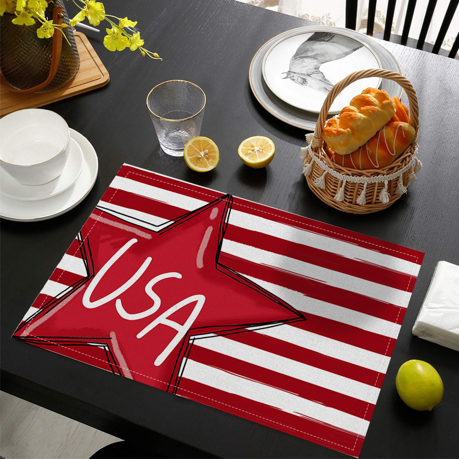 Picture of Independence Day placemat table insulation napkin waterproof household rectangular table mat anti-scald mat heat insulation mat cross-border