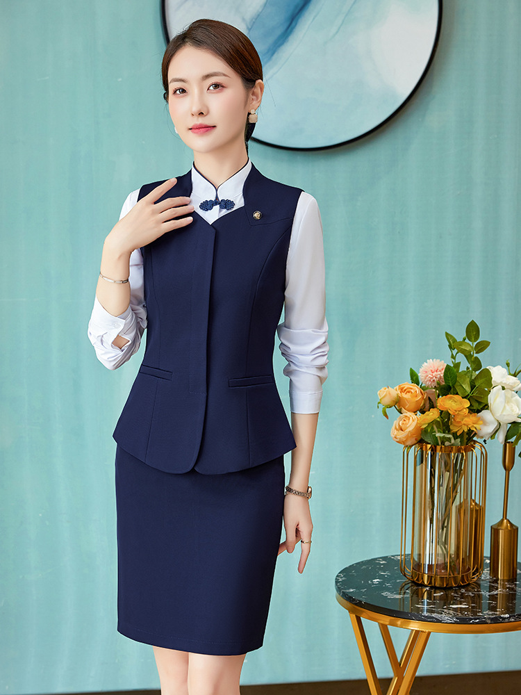 Picture of Professional vest suit female customer service Foreman tooling new fashion stewardess uniform hotel front desk work clothes customized