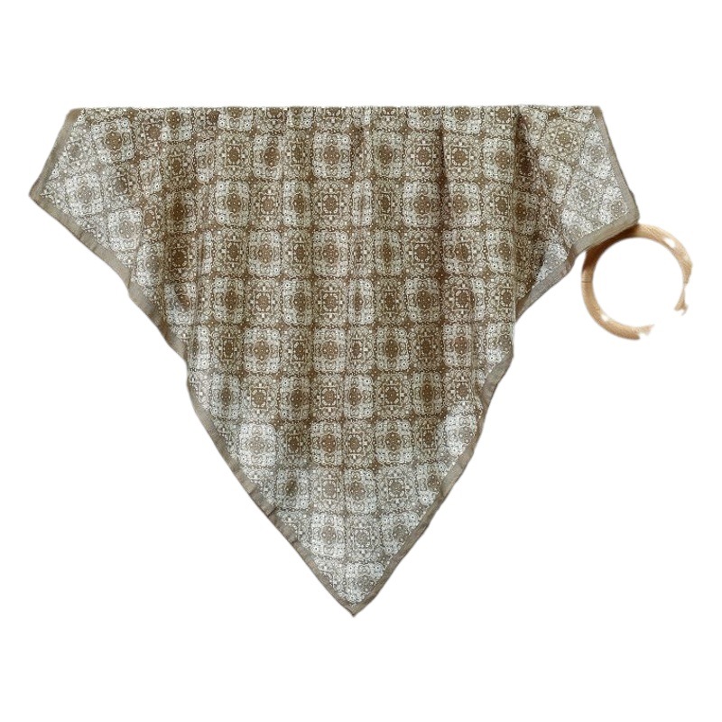 Autumn and Winter new snow pattern printing Maillard style brown cotton and linen texture women's fashionable all-match decorative velvet scarf