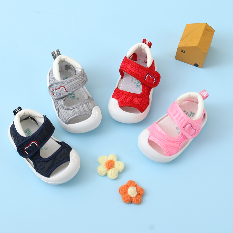 Baby sandals for toddlers men's summer soft soles non-slip 0-3-year-old women's baby net cloth can't drop anti-collision spring shoes cross border