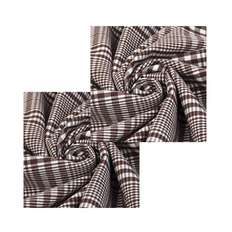 Polyester-viscose four-sided elastic yarn-dyed plaids 40s/2 + 40D * 40s/2 + 40D yarn-dyed polyester-viscose pants 210g