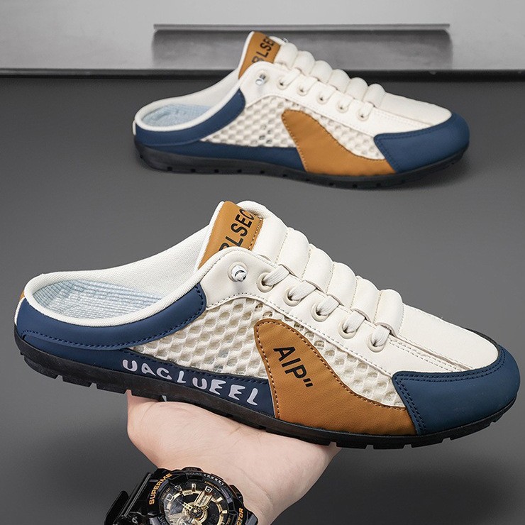 Mesh breathable men's shoes 2025 summer new baotou slippers men's board shoes light men's sneaker wholesale