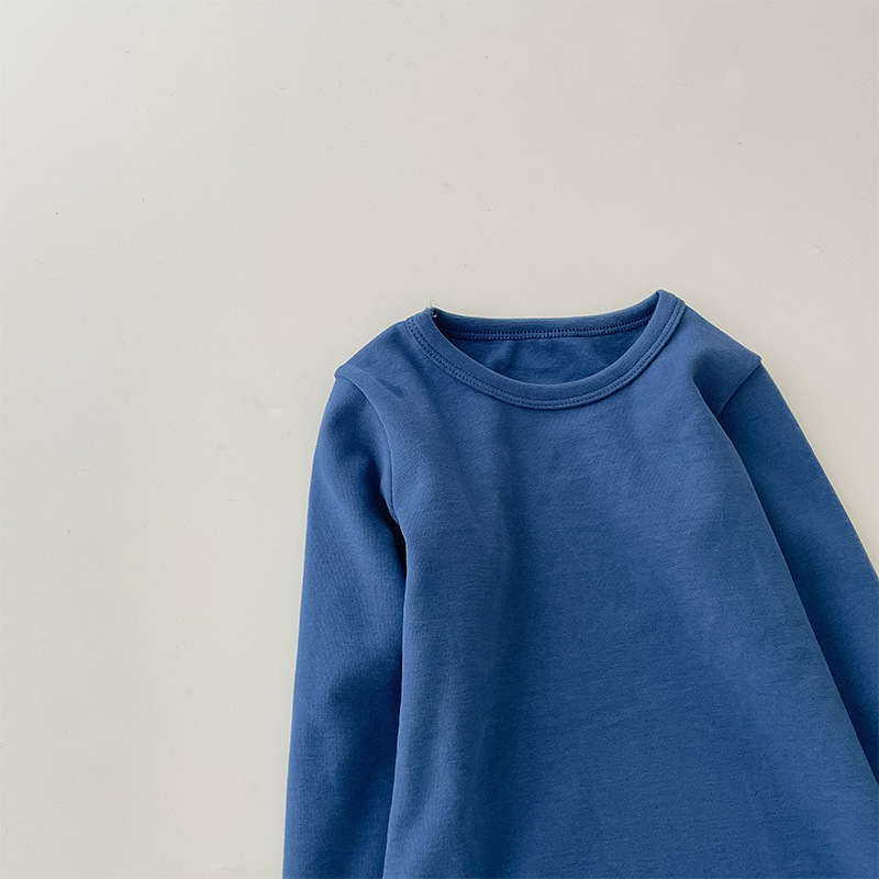 Picture of Children's Pure Cotton Thermal Underwear Boys' Bottoming Shirt Autumn and Winter Girls' Autumn Clothes Single-Piece Top Mid-Children's Half-High Collar Baby