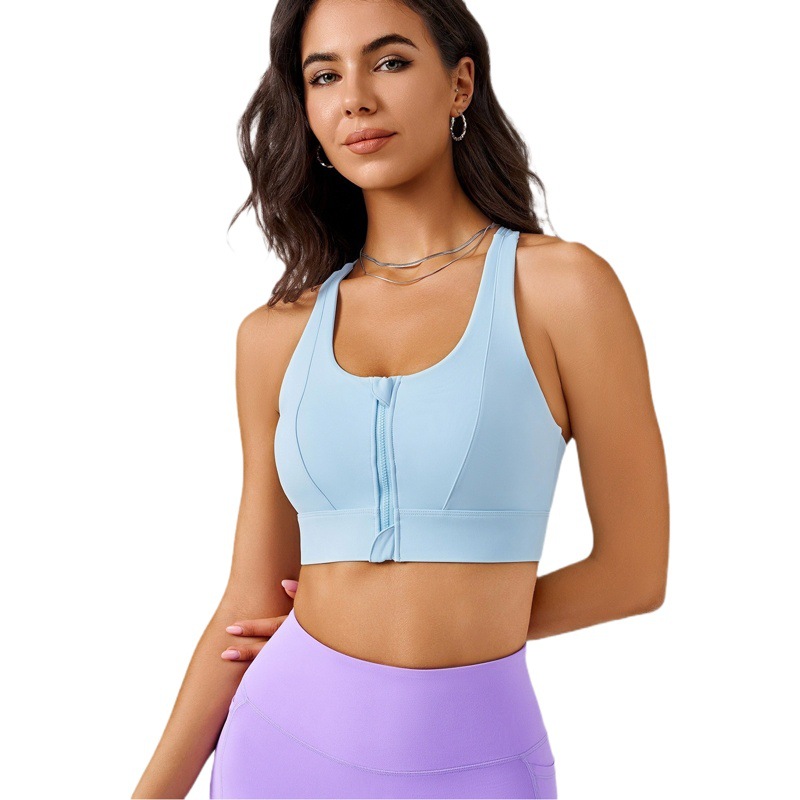 Spring and Summer New Front Zipper Yoga Bra Beautiful Back High Strength Shockproof Running Vest One-piece Sports Yoga Suit