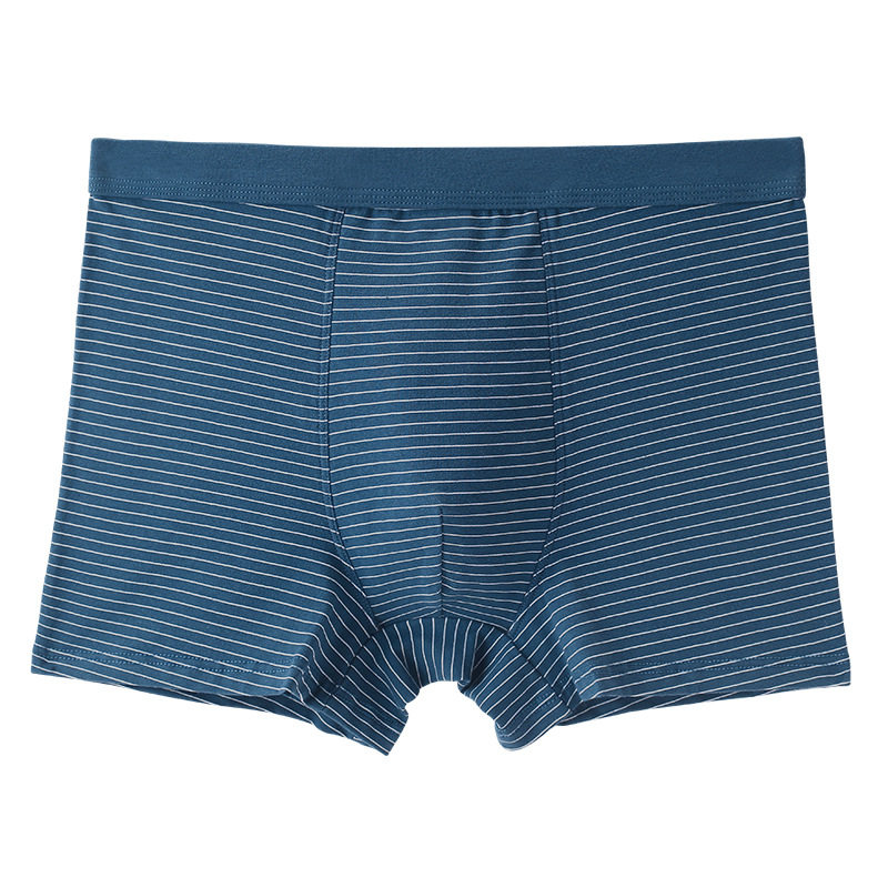 Picture of Cotton mid-high waist men's underwear loose plus size breathable men's boxer striped print cotton boxers