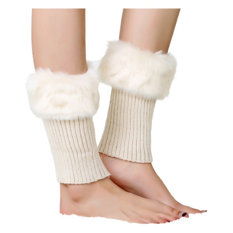 Korean version of autumn and winter short flip Mao Mao warm leg boots solid color knitted socks autumn and winter short factory wholesale