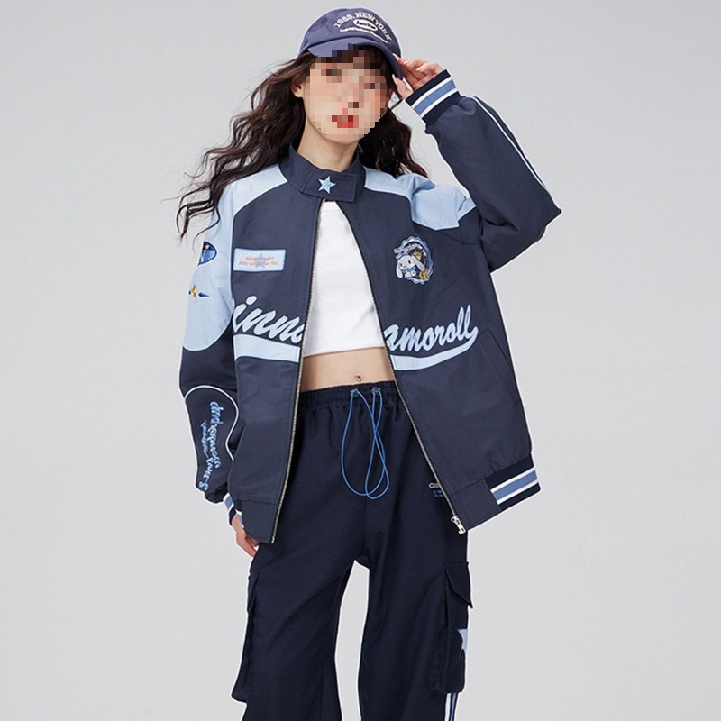 Picture of American Style Stitching Retro Motorcycle Rushwork Women's Spring New Original Design All-match Loose Slim-fit Jacket 2025