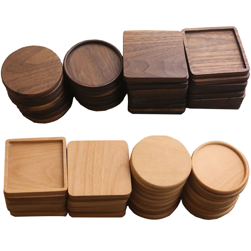 Picture of Creative Wooden Coaster Logo Engraved Fixed Wooden Tea Tray Cup Holder Tea Mat Wooden Tea Holder Japanese Heat Insulation Mat