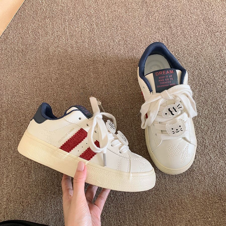 Platform Slab Shoes Women's Spring and Autumn 2025 New Niche All-match White Shoes Student Casual Sports German Training Shoes