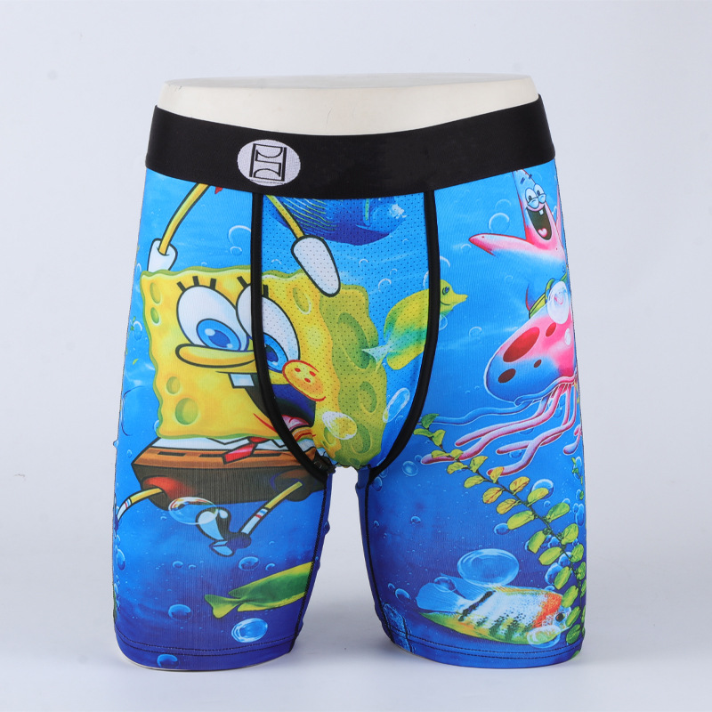 Picture of Men's Underwear Cartoon Print Men's Quick-Drying Boxer Briefs Sports Underwear Fitness Extended Underwear Men's Wholesale