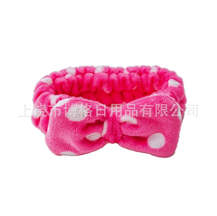 Picture of Korean Style Cute Dot Striped Headband Bow Hair Band Plush Hair Accessories Face Wash Hair Band Makeup Mask