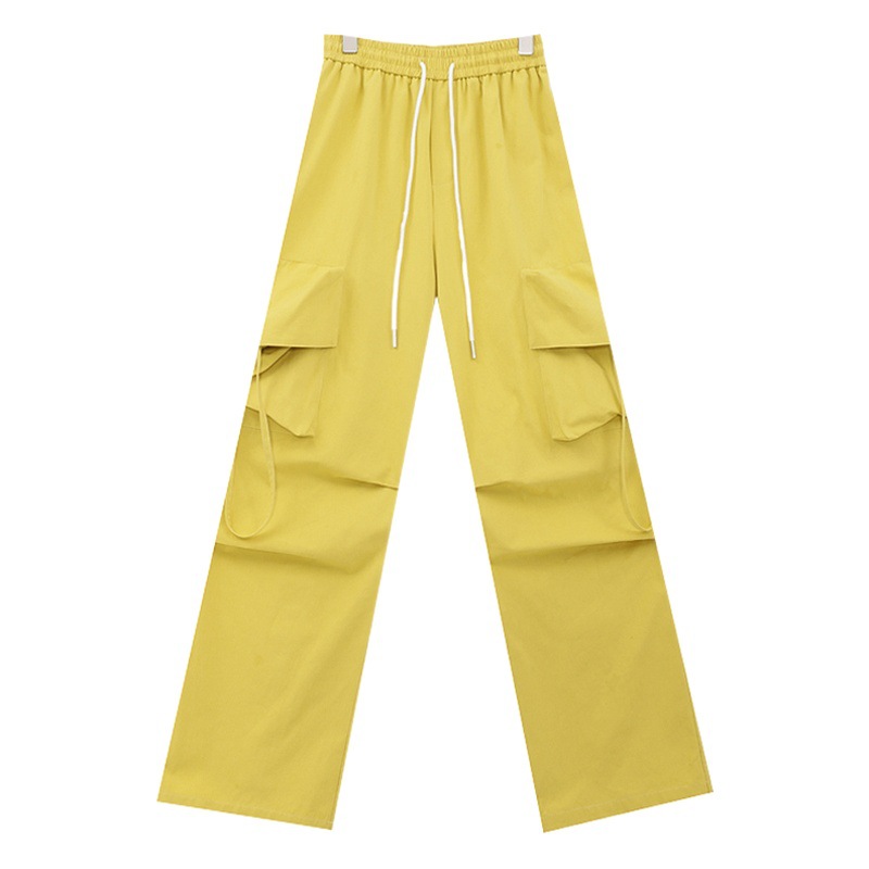 Blue Overalls Women's Niche Drawstring Design Spring and Summer New Fashion Cool Pleated Loose Wide Leg Casual Pants