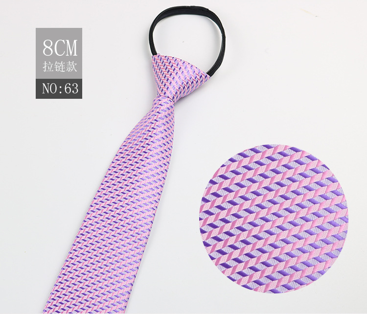 Picture of Factory Black Men's Tie Striped Blue Business Tie Lazy People Knot Free Zipper Tie in stock Wholesale