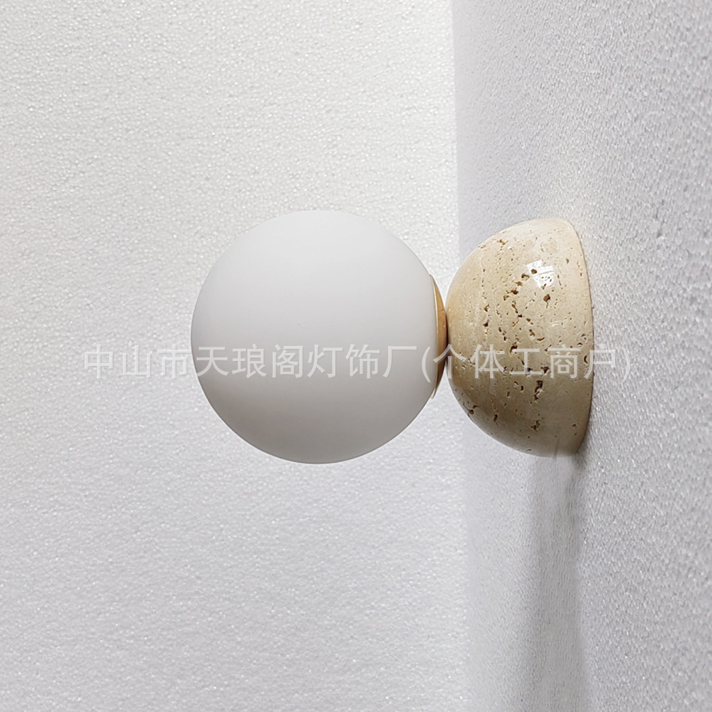 Picture of Wabi-Sabi Style Simple Yellow Travertine Wall Lamp Bedroom Modern Corridor Creative Model Room Aisle Living Room Hotel Bedside Lamp