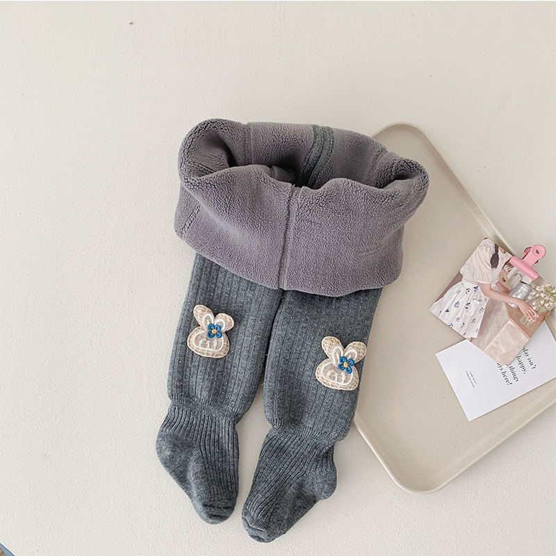 Picture of Children's pantyhose plus velvet padded autumn and winter new small flower bow pantyhose female baby warm bottomings wholesale