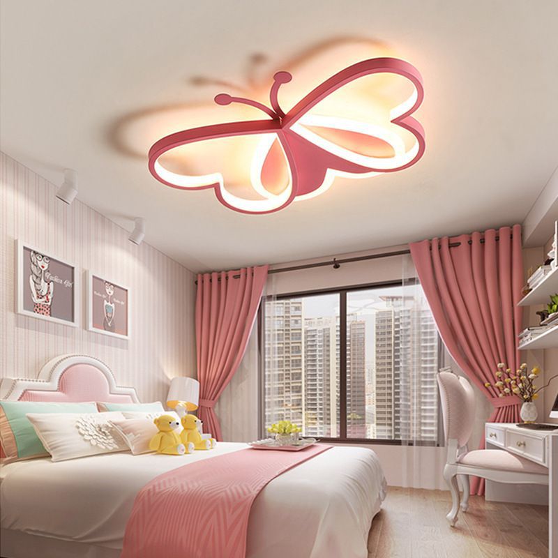 Children's Room Lamp for Girls, Daughter, Princess Bedroom Ceiling Lamp, Personalized Creative Cartoon Kindergarten Butterfly Shape, Eye Protection