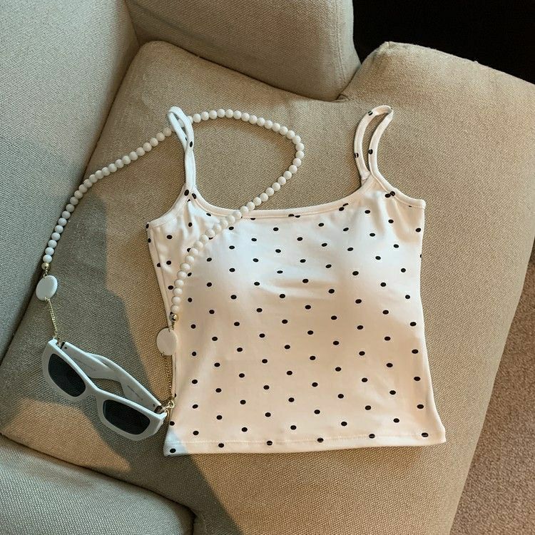 Picture of Pure Lust Style Sexy Polka Dot Backless Small Suspender Belt for Women 2024 Summer with Chest Pad Design Slim Inner Top Trendy