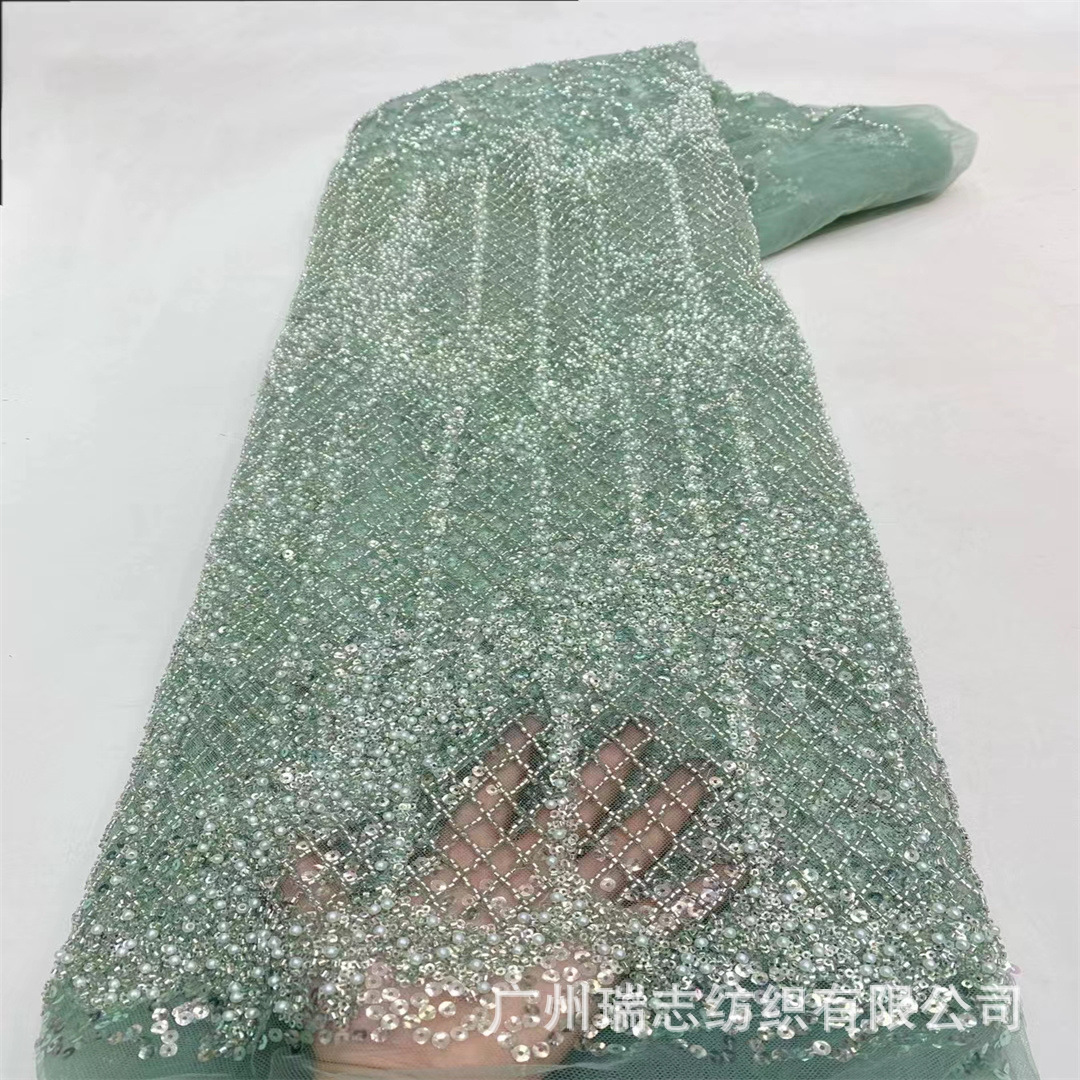 5Y wedding Lace fabric French Wedding Dress Fabric Dinner Dress Sequin Embroidered Bead Tube Lace