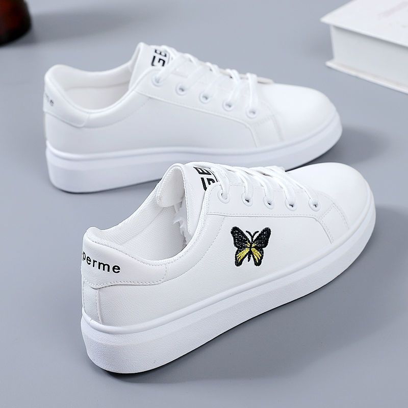 2024 spring soft bottom women's shoes leather non-slip sneakers plus size women's casual shoes lightweight sneaker white shoes