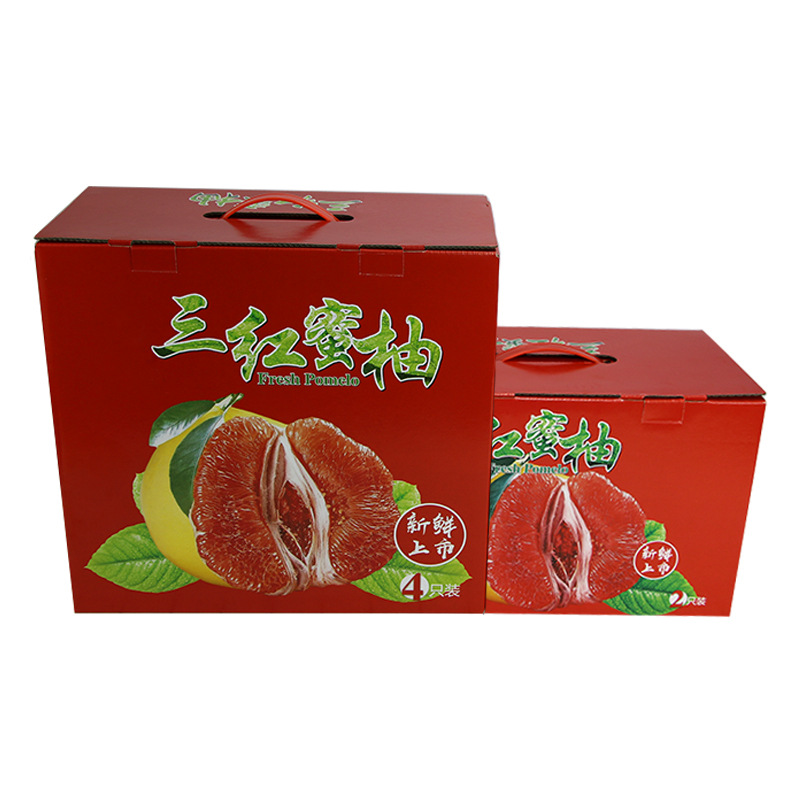 Orchard fruit packaging gift box wholesale thickened corrugated exquisite grapefruit carton portable three red honey pomelo gift box