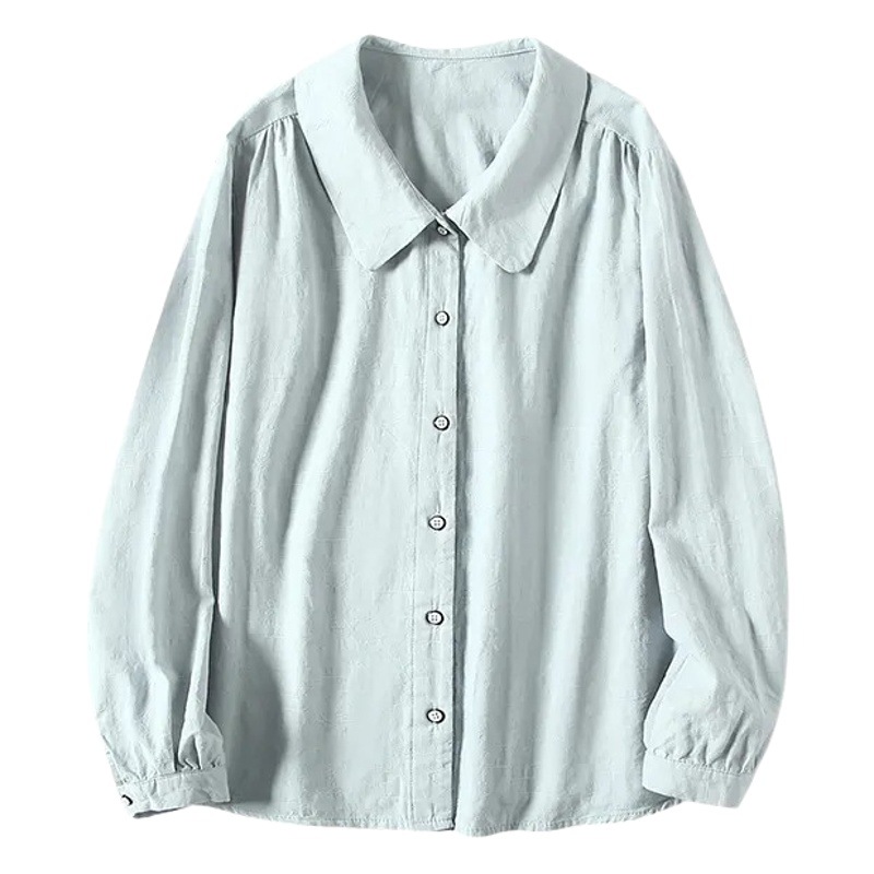 Artistic Retro Solid Color Long Sleeve Shirt Women's 2024 New Spring and Autumn Wear Thin Loose Slim Unique Chic Top