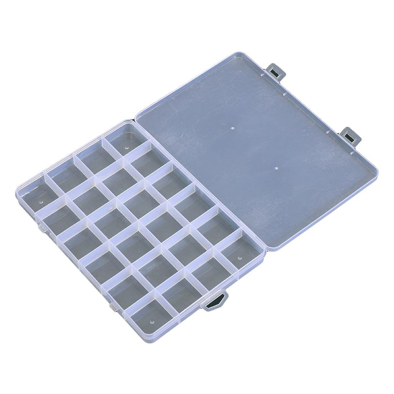 Transparent plastic 24-grid jewelry storage box electronic components accessories box classification Plaid jewelry box small parts box