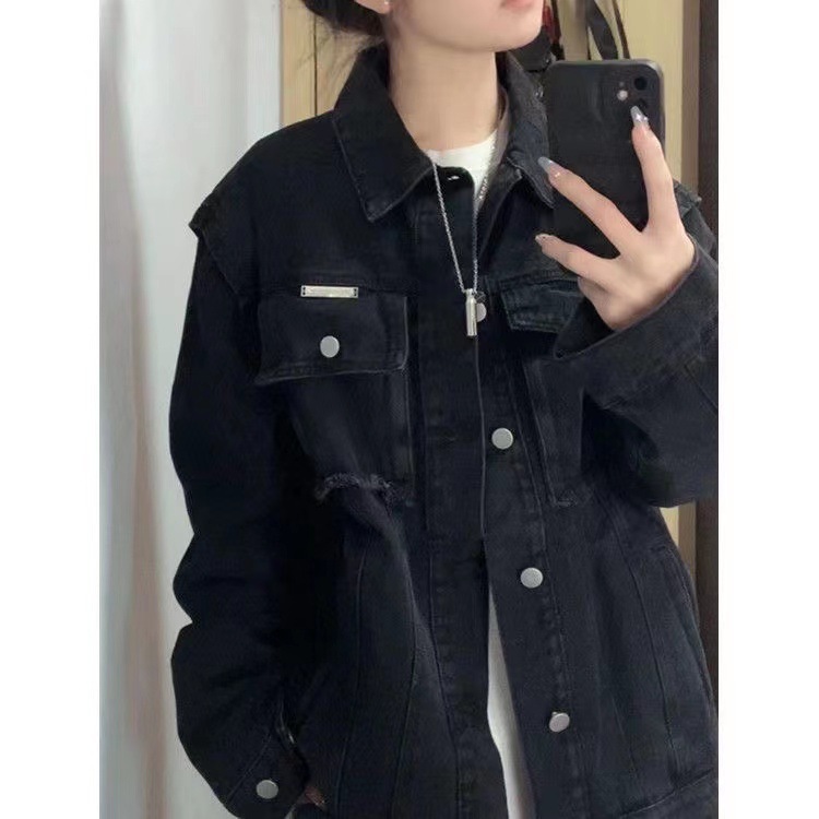 Picture of Japanese and Korean Style Super Hot Denim Short Coat Women's Short Spring New Long Sleeve Slim-fit Hooded Jacket Student Top