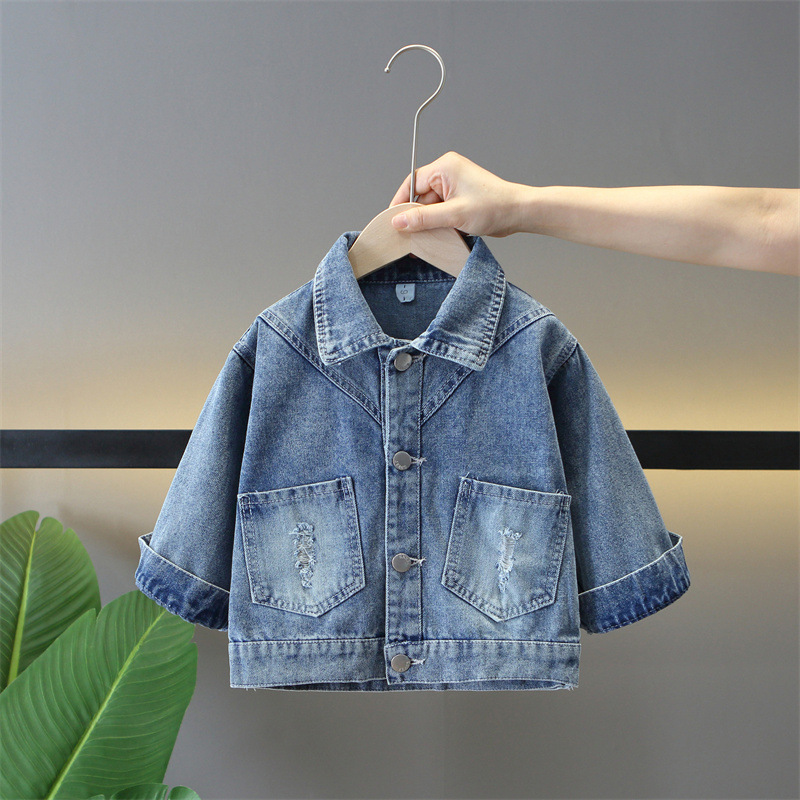 Picture of Girl's Bow Denim Jacket 2024 Autumn New Children's All-match Jacket Girl's Casual Korean Top