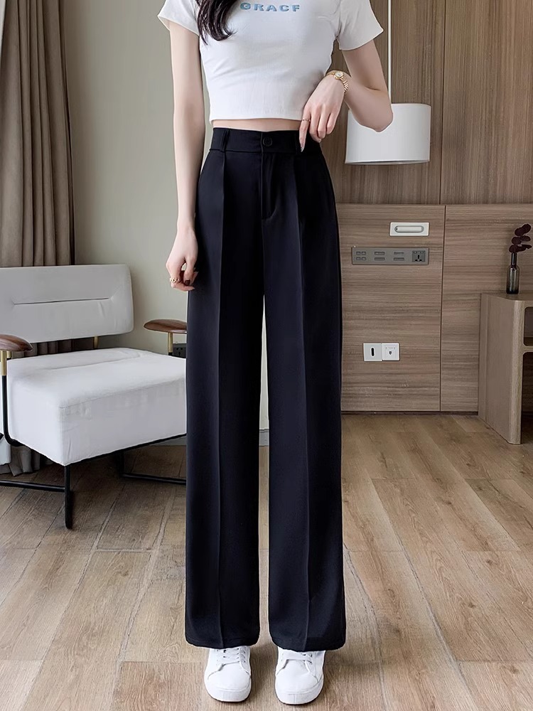 Wide Leg Pants Women's Small 2024 Spring New High Waist Pear-Shaped Body Dagging High-Feeling Casual Suit Pants