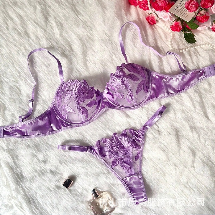 Picture of Europe and the United States small fresh flower embroidery sexy underwear sexy bra Amazon sexy suit ladies 23171