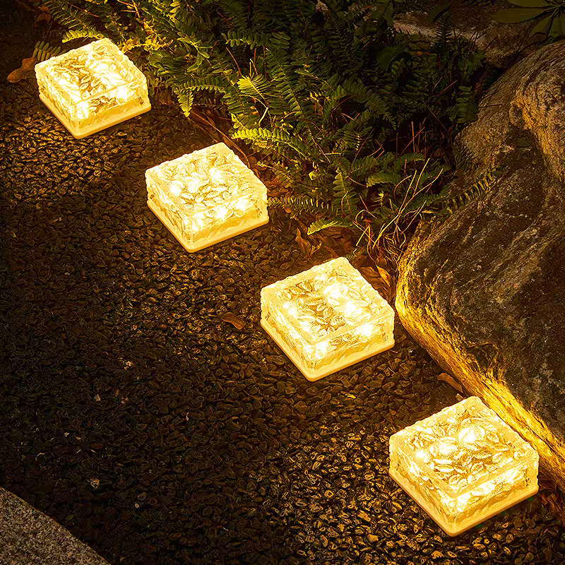 Picture of Solar Outdoor Garden Light Terrace Lawn Light Decorative Atmosphere Light Waterproof Ice Brick Light Garden Landscape Floor Tile Light