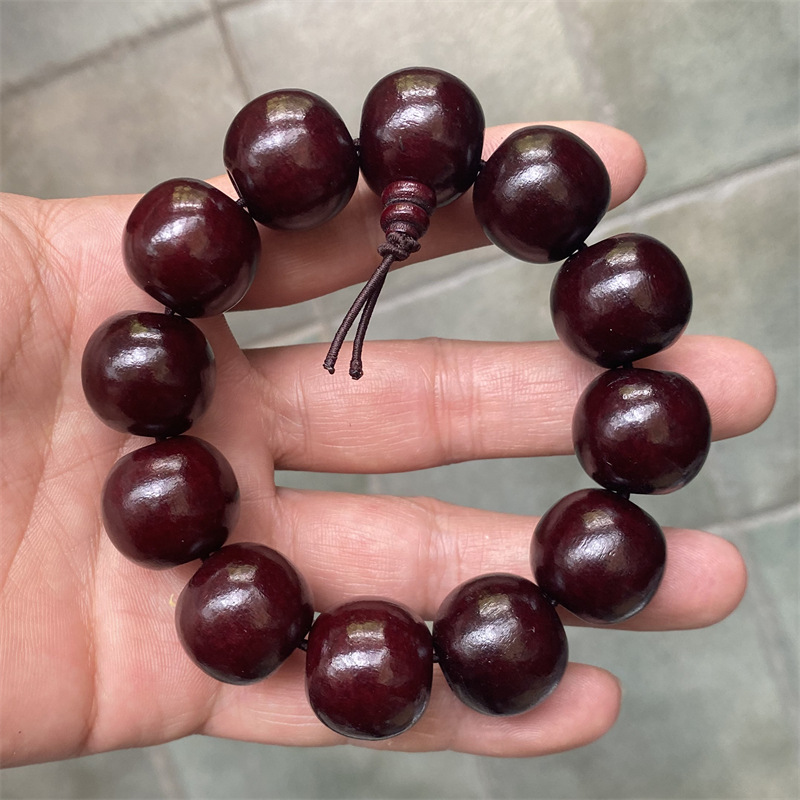 Picture of Wood paint imitation lobular red sandalwood beads bracelet men's bracelet 15mm 20mm beads bracelet jewelry