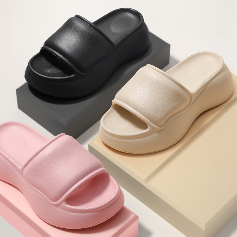 Slip-on eva sandals women's outdoor wear fashionable non-slip increased 7.0cm thick bottom high-grade seaside beach slippers