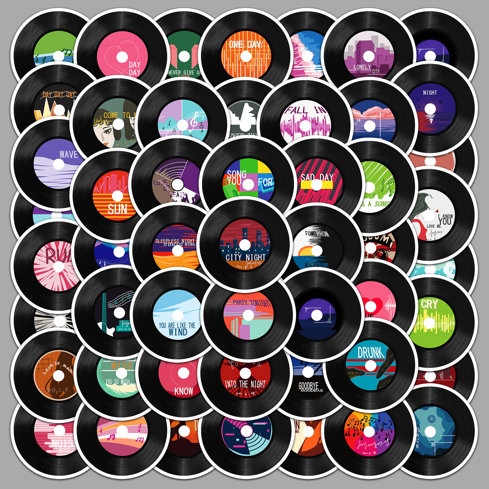 50 vinyl records graffiti personality original non-infringement creative decorative mobile phone shell luggage sticker waterproof