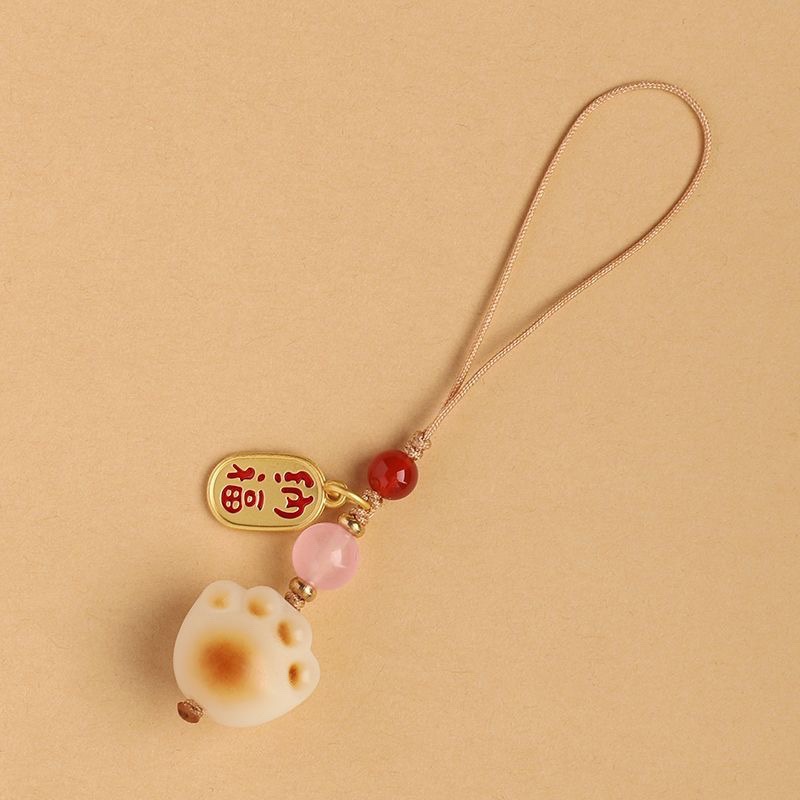 Picture of Bodhi Charcoal Lucky Cat Claw Mobile Phone Chain Lanyard Pendant Cute Women's Exquisite Mobile Phone Case Keychain Couple Pendant