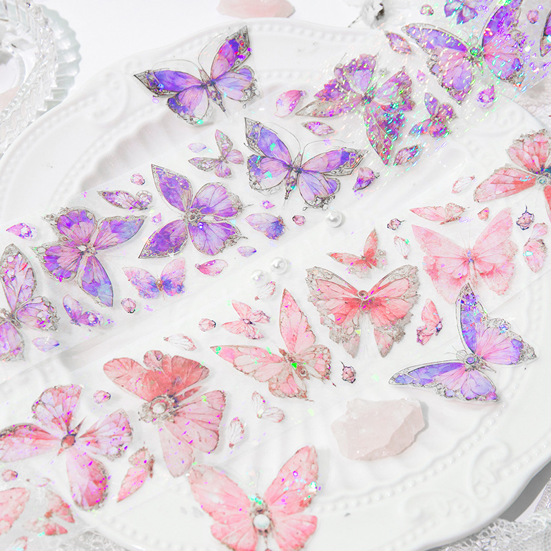 Yanji Pet Tape Twilight Garden Series Stickers Butterfly Handbook Material Decorative Collage Base 6 Types