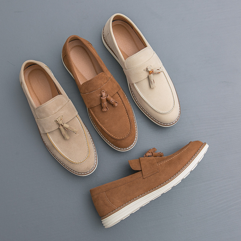 Cross-border 2025 anti-suede men's business leather shoes LeatherShoes slip-on casual Korean version of beanie shoes men's shoes