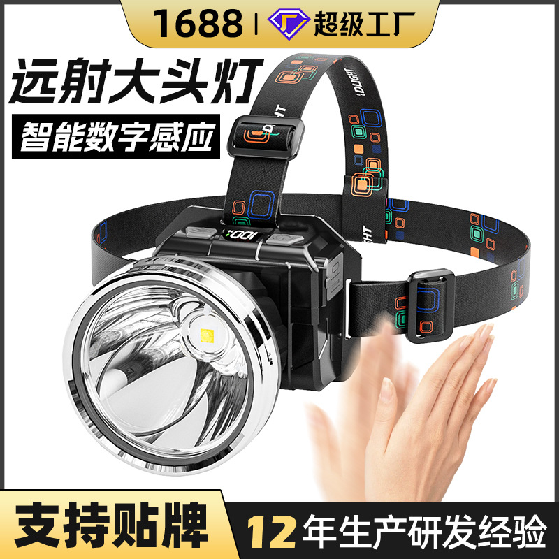 Factory wholesale induction long-range outdoor fishing lamp lighting adventure head-mounted induction lamp miner strong light headlight