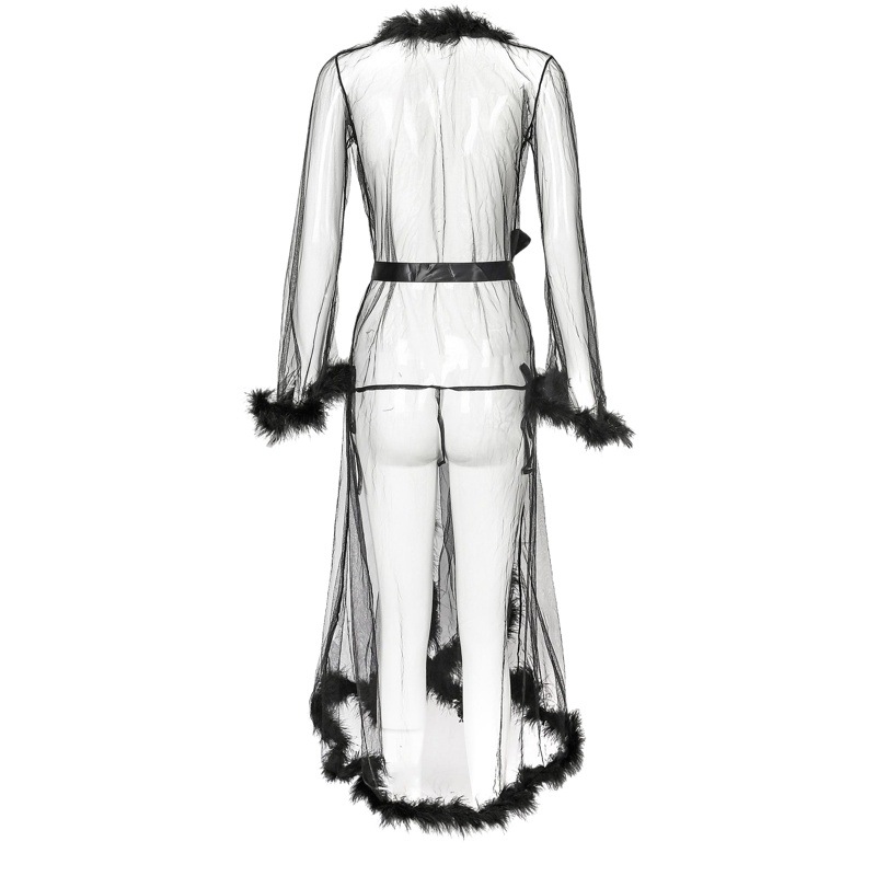 European and American Women's Sexy Nightdress Maomao Sexy Long Dress Women's Sexy Underwear Pajamas Perspective Mesh Long Dress