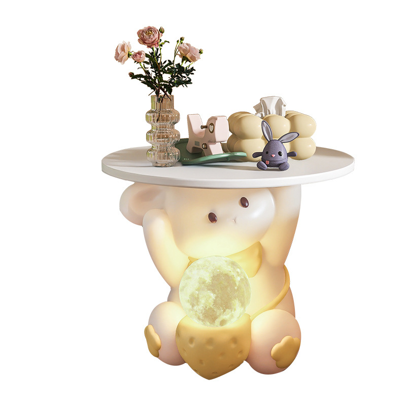Picture of Living room floor ornaments bedroom cartoon rabbit side table creative cream wind TV sofa side shelf decoration
