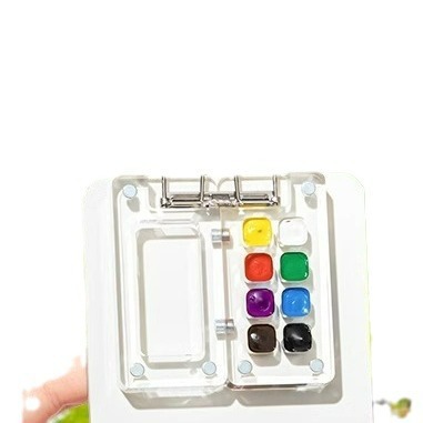 Picture of Mini watercolor paint walnut box acrylic box portable hand ledger sketching travel painting book color palette