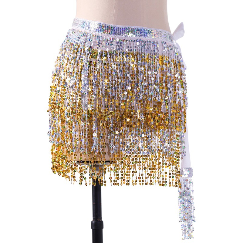 Picture of New belly dance beads waist chain 4 sequins hip towel tassel waist belt dance performance can be a generation of hair