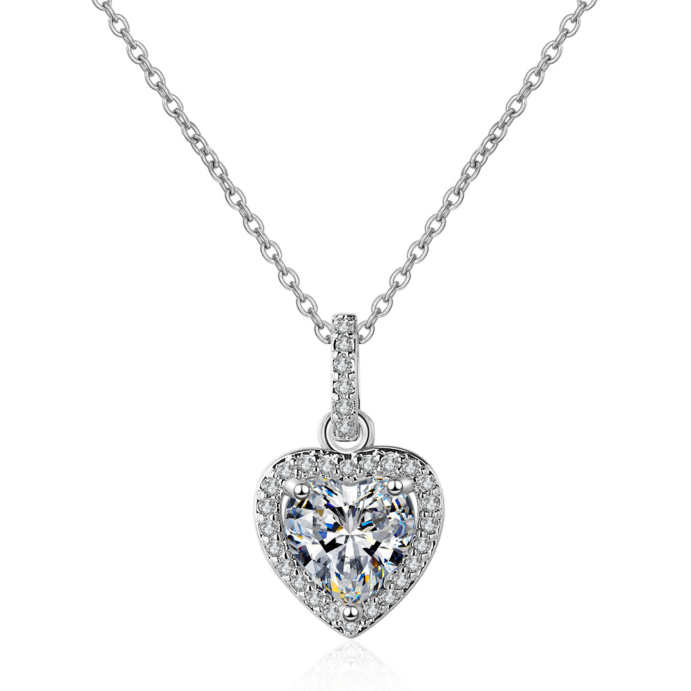 Picture of Zircon Necklace Women's Heart-Shaped Diamond Short Clavicle Chain Simple Elegant Internet Popular Ins Love Pendant Women's Pendant