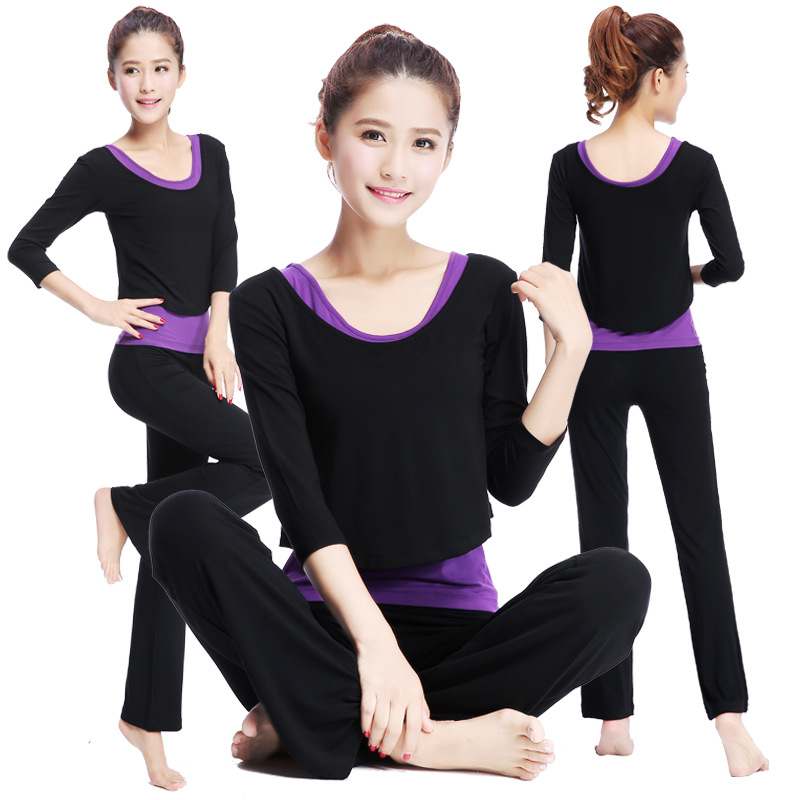 New Yoga Suit Three-Piece Practice Suit Dance Suit Comfortable and Loosening Version Practice Suit Women's Modal Middle Sleeve
