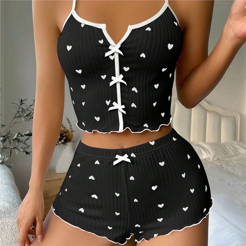 Picture of New Sling Shorts Sexy Bow Multicolor Printed Milk Silk suit Comfortable Home Wear Factory